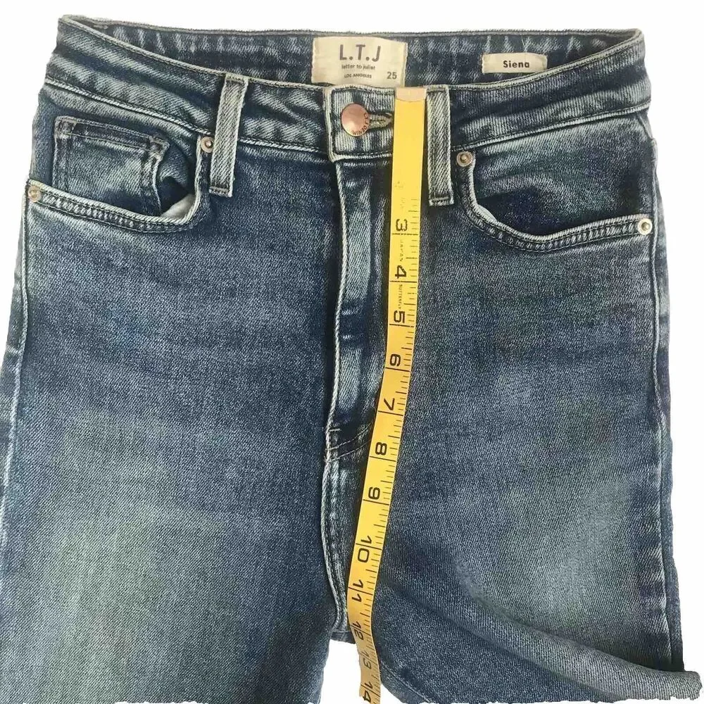 L.T.J Women's Letter to Juliet Siena High Rise Straight Jeans Blue Sz 25 Denim